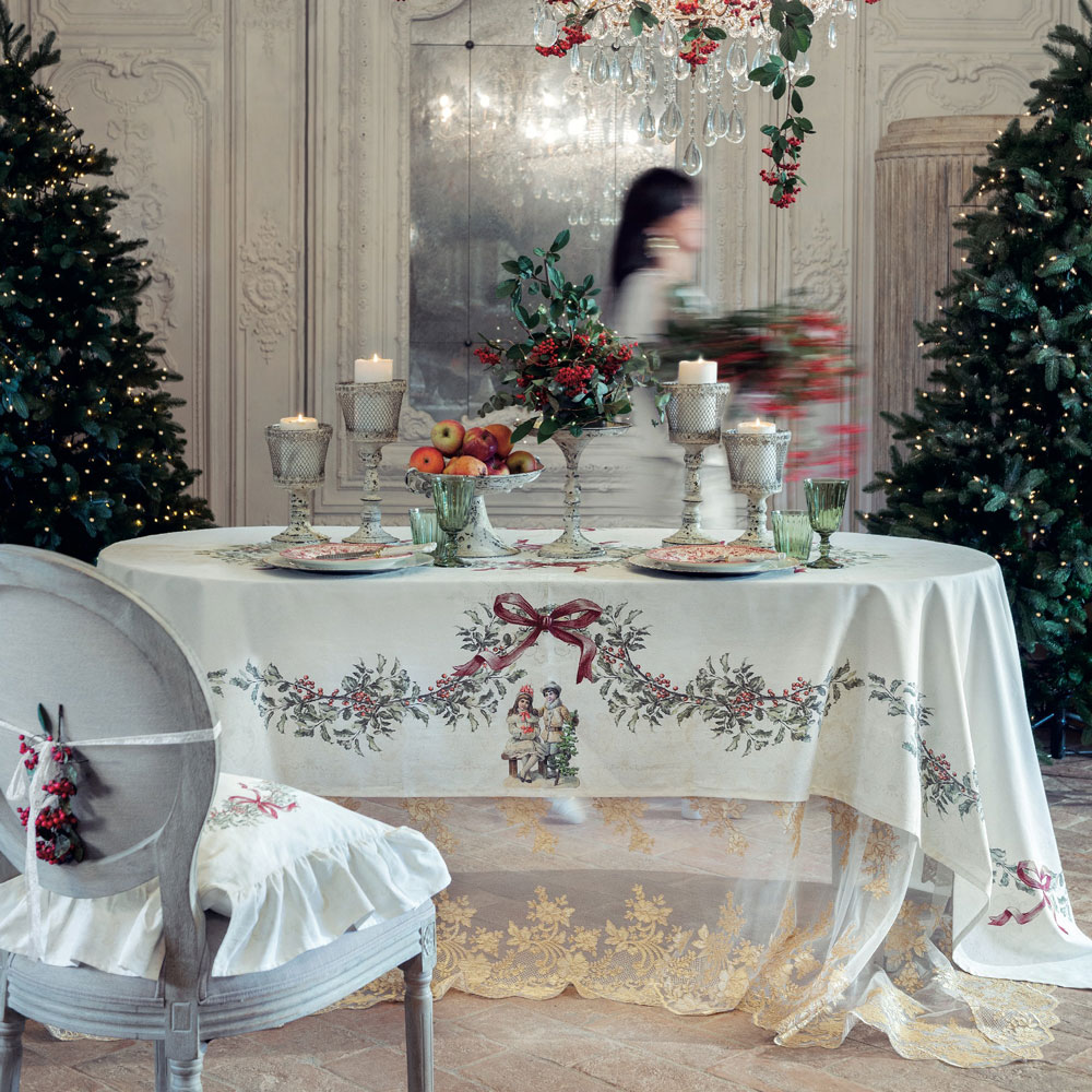 BLANC MARICLO' Servizio piatti natalizio 6 posti set 18 piatti in ceramica  Winter Wonderland